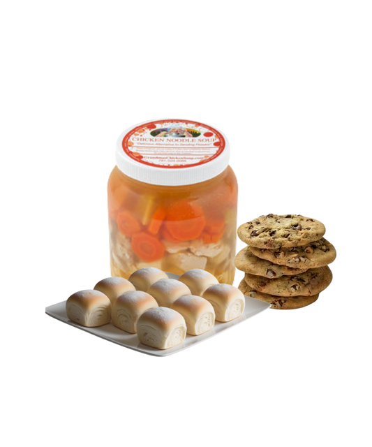 Dinner Rolls, Chocolate Chip Cookies and Soup